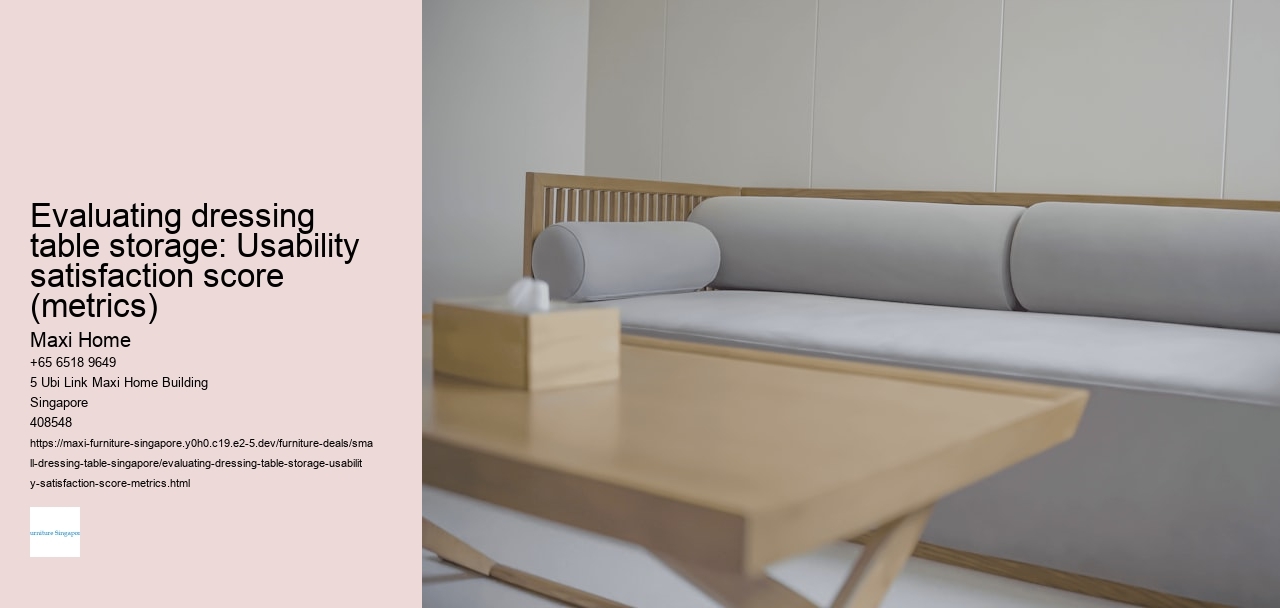 Evaluating dressing table storage: Usability satisfaction score (metrics)